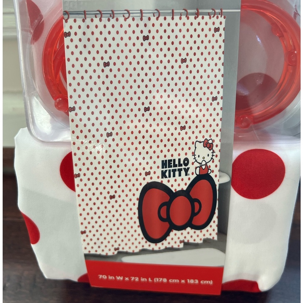 Hello Kitty Shower Curtain with Hooks  NWT